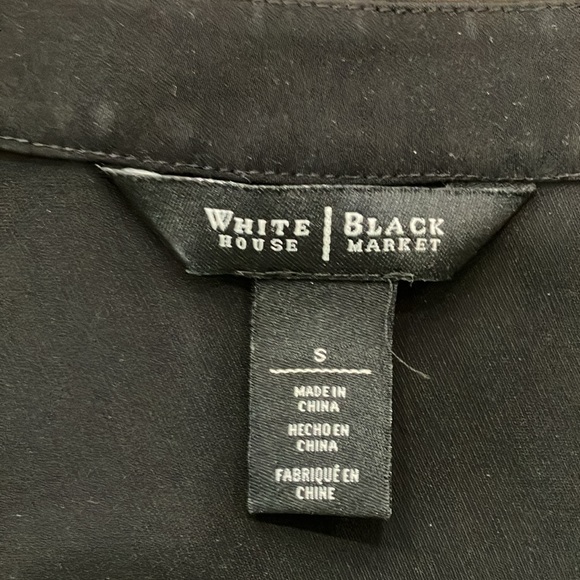 White House Black Market Women's Black Polyester V-Neck Sleeveless Top Shirt - Picture 6 of 7